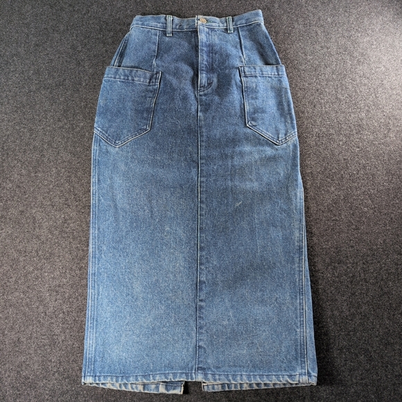 Calvin Klein Dresses & Skirts - Vintage 80s Calvin Klein Denim Maxi Skirt with Front Pockets